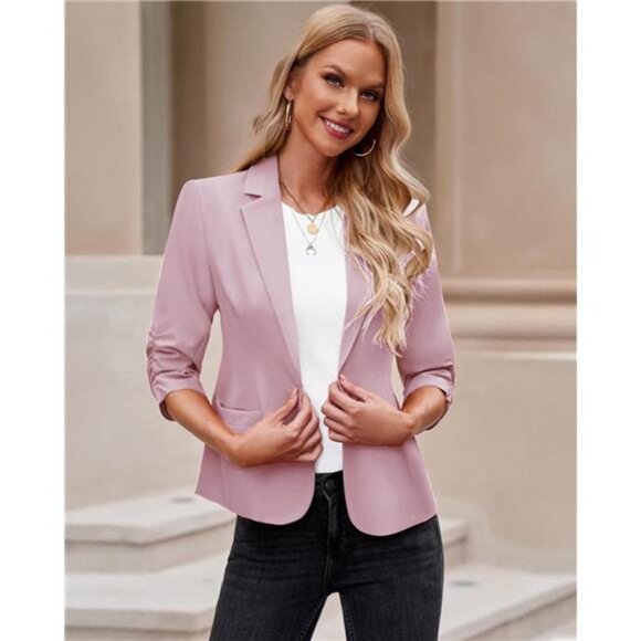 Blazers Jackets Dressy 3/4 Sleeve light Purple - Picture 2 of 6